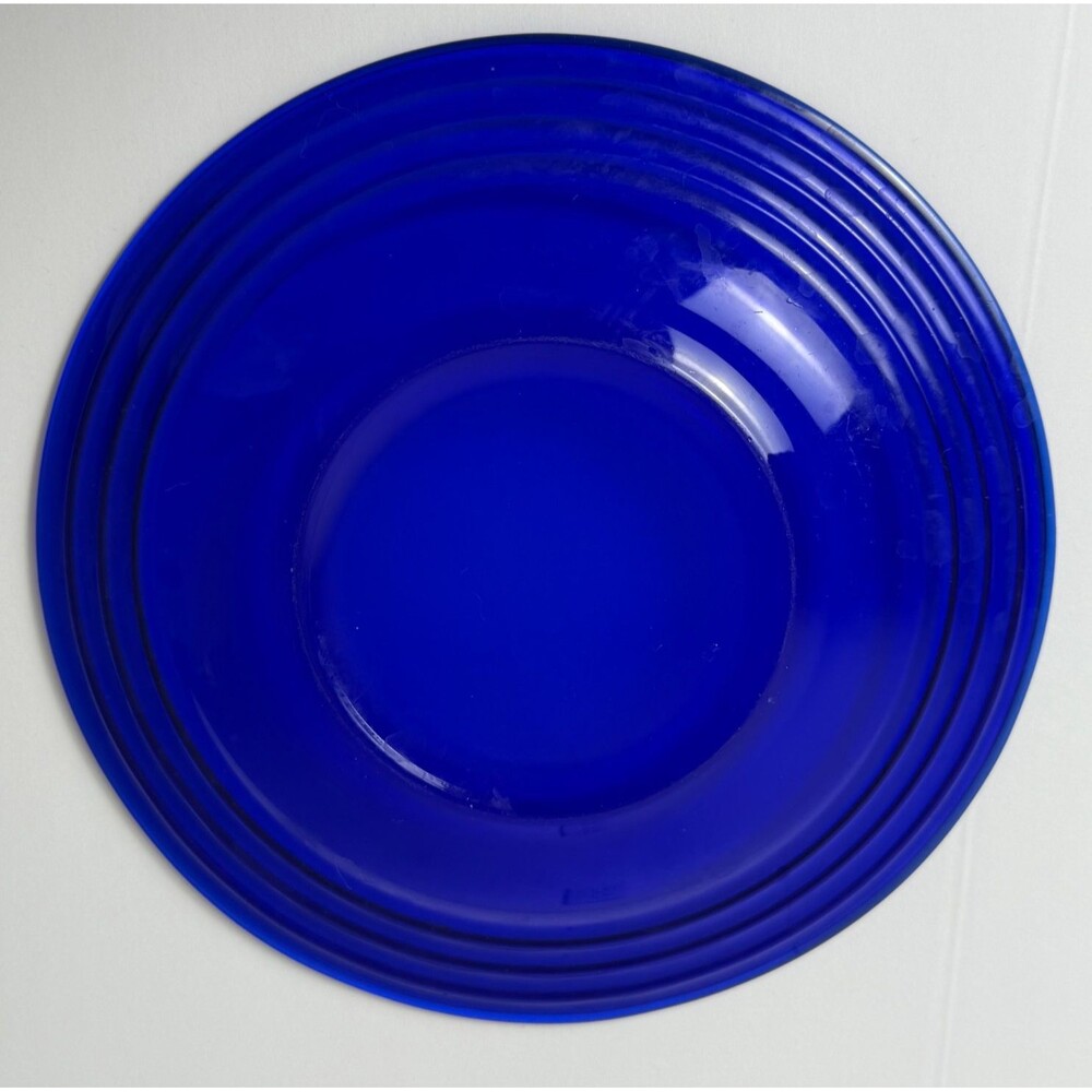 Bormioli Rocco Forum Saphir Vintage Cobalt Blue Glass Salad Plate‎ Dessert Italy